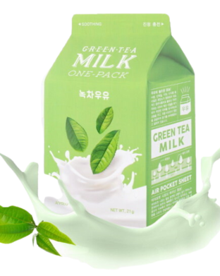 A‘PIEU - Green Tea Milk One-Pack - Upokojujúca maska s extraktom zo zeleného čaju 21g