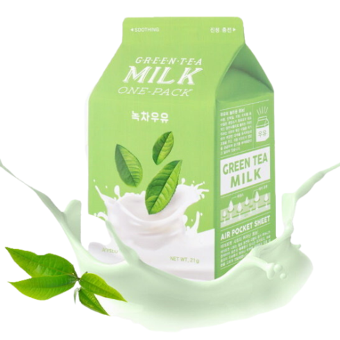 A‘PIEU - Green Tea Milk One-Pack - Upokojujúca maska s extraktom zo zeleného čaju 21g
