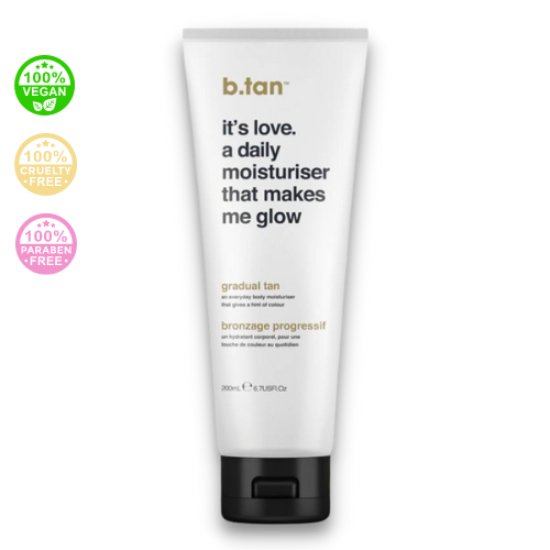 b.tan - It‘s Love. A Daily Moisturiser That Make Me Glow Lotion - Hydratačný telový krém pre postupné opálenie, 200 ml