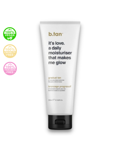 b.tan - It‘s Love. A Daily Moisturiser That Make Me Glow Lotion - Hydratačný telový krém pre postupné opálenie, 200 ml